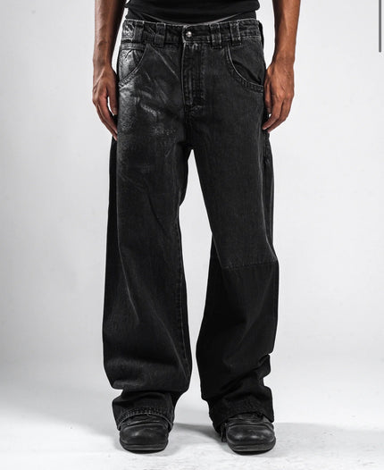 BLACK WAXED JEANS