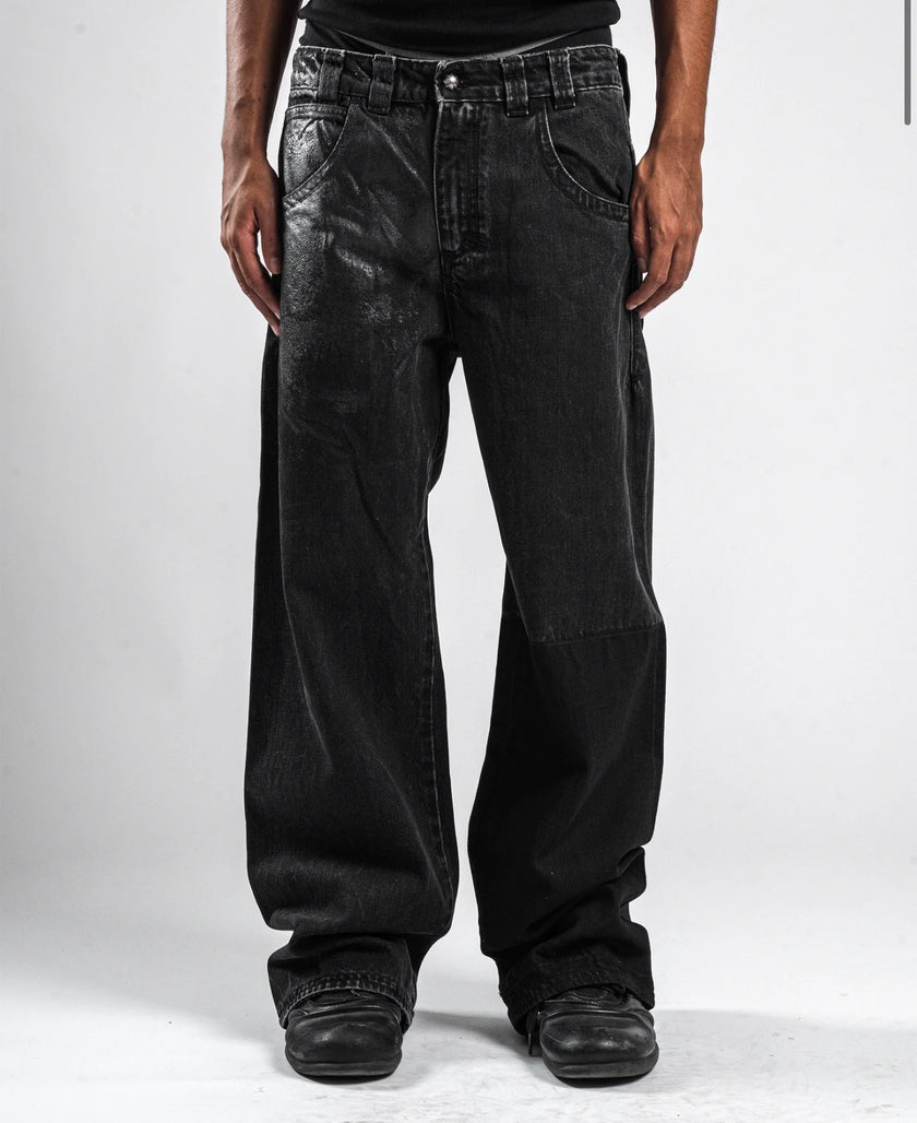 BLACK WAXED JEANS