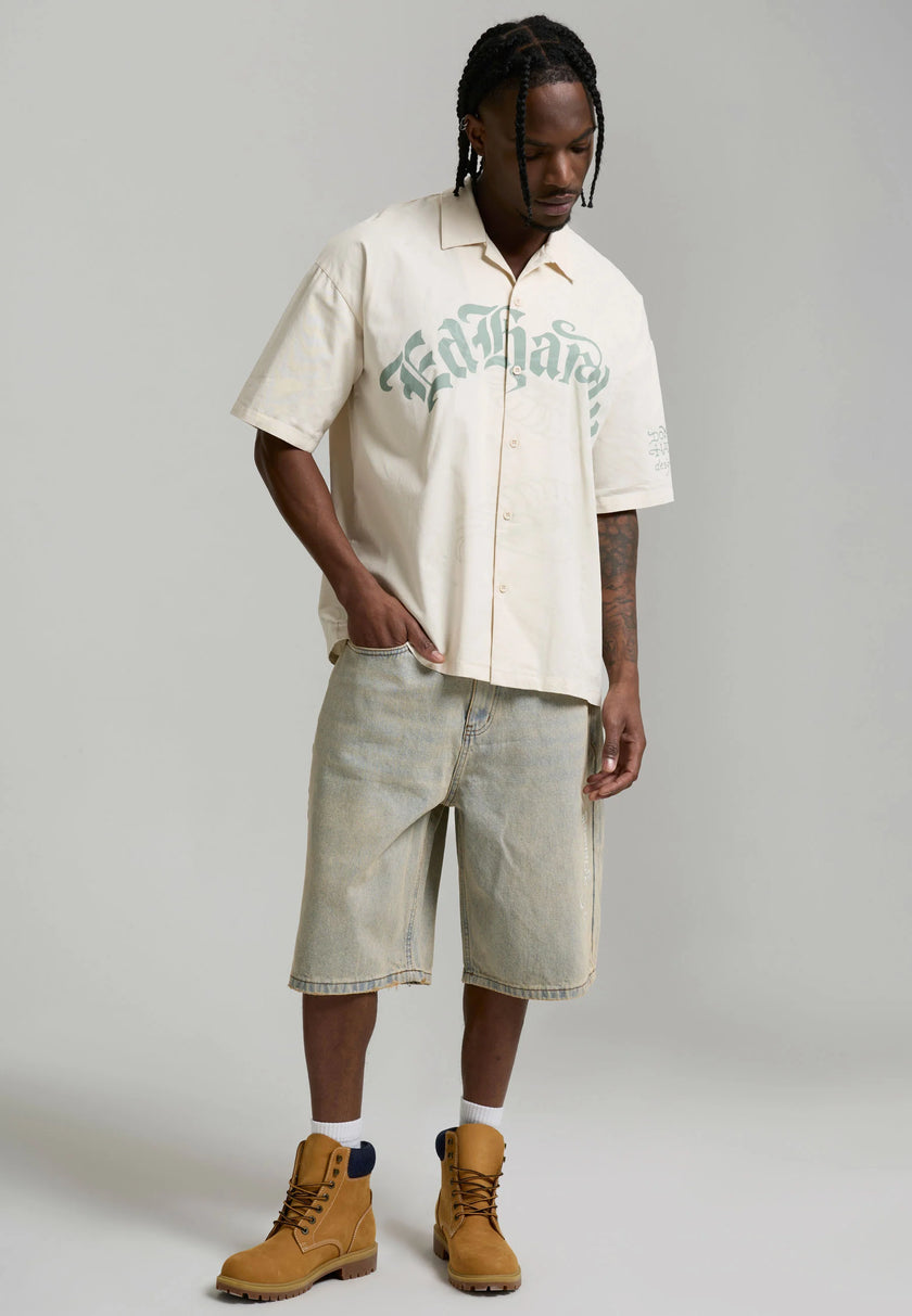 MENS DESERT SNAKE RELAXED DENIM JORT - BLUE SAND WASH