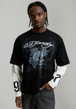 MENS 1971 SKULL DOUBLE LAYER RELAXED T-SHIRT - BLACK