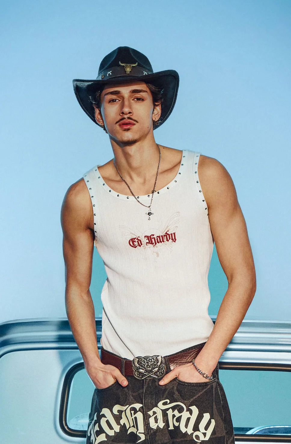 MENS ED HARDY STUDDED RIB VEST