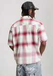 MENS GOTHIC CHECK REVERE BOXY SHIRT - RED
