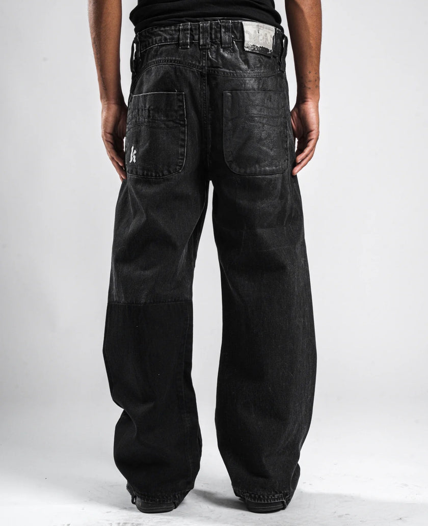 BLACK WAXED JEANS