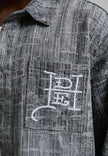 MENS DISTRESSED CROSS RELAXED DENIM SHIRT - BLACK