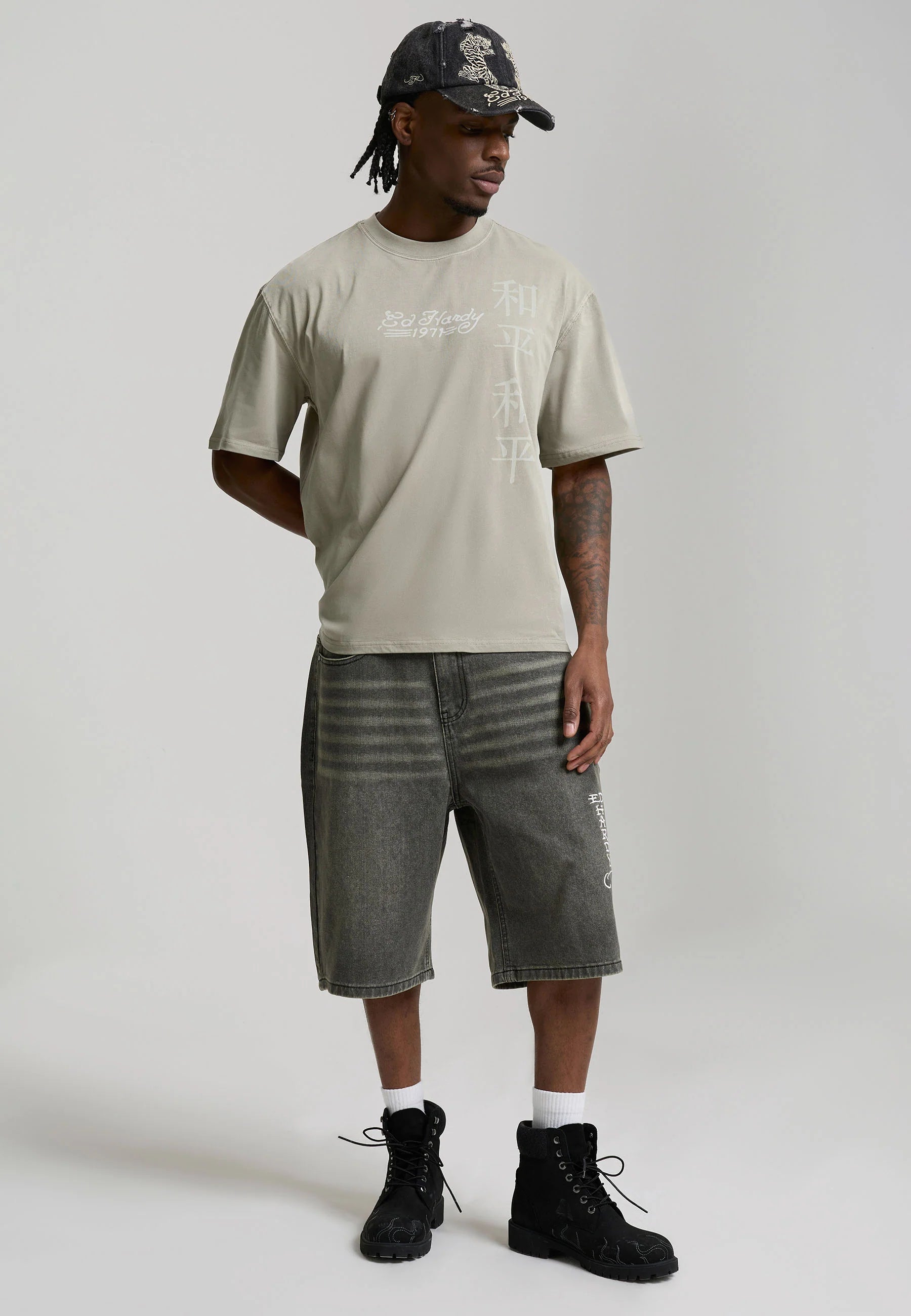 MENS WASHED SNAKE CHARMER RELAXED T-SHIRT - WASHED GREEN