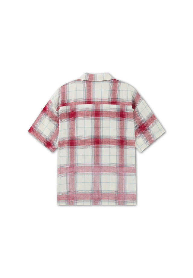 MENS GOTHIC CHECK REVERE BOXY SHIRT - RED