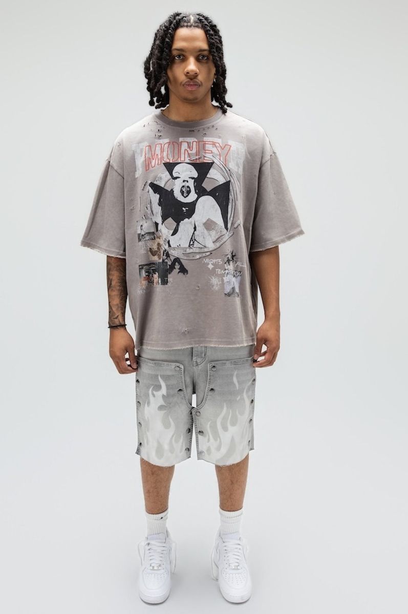 DUAL FLAMES SHORTS GREY