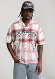 MENS GOTHIC CHECK REVERE BOXY SHIRT - RED