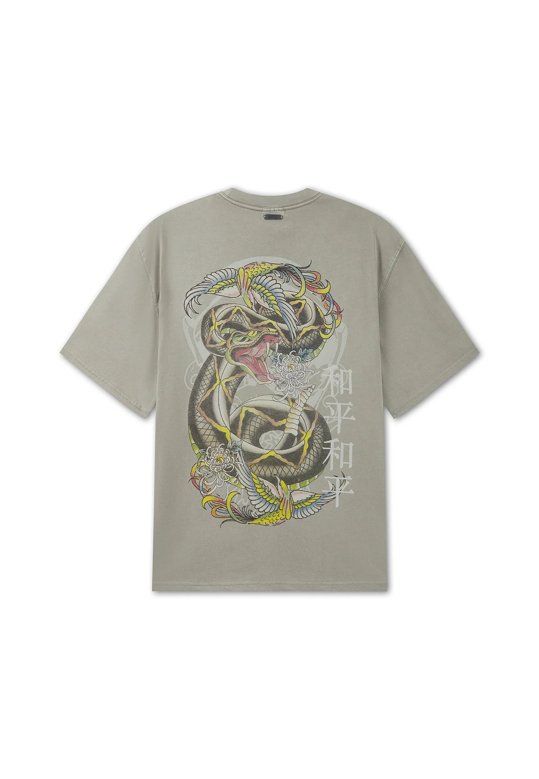 MENS WASHED SNAKE CHARMER RELAXED T-SHIRT - WASHED GREEN