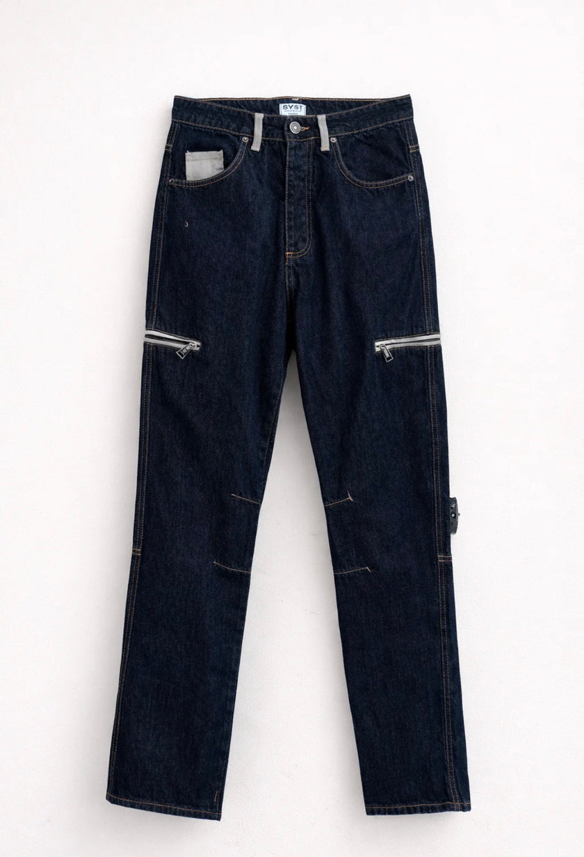 DENIM BAGGY DOUBLE ZIP