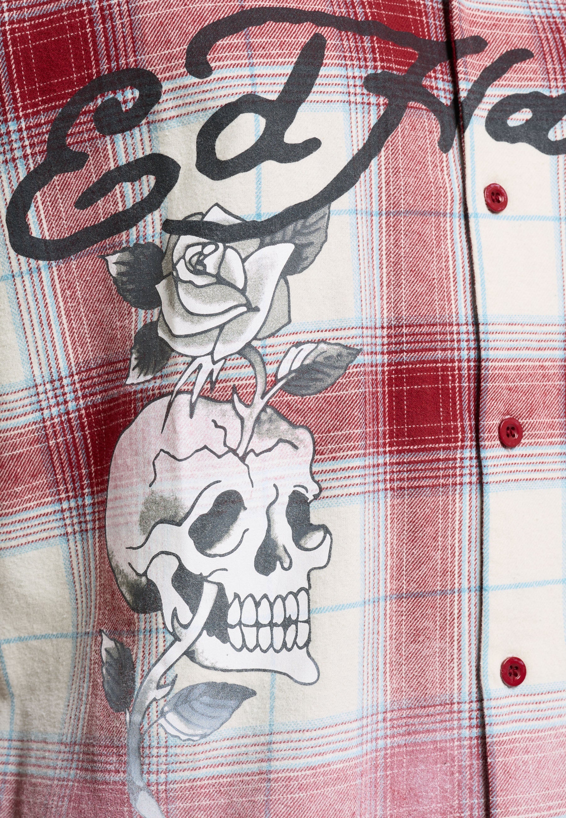 MENS GOTHIC CHECK REVERE BOXY SHIRT - RED