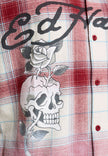 MENS GOTHIC CHECK REVERE BOXY SHIRT - RED