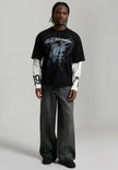MENS 1971 SKULL DOUBLE LAYER RELAXED T-SHIRT - BLACK