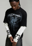 MENS 1971 SKULL DOUBLE LAYER RELAXED T-SHIRT - BLACK