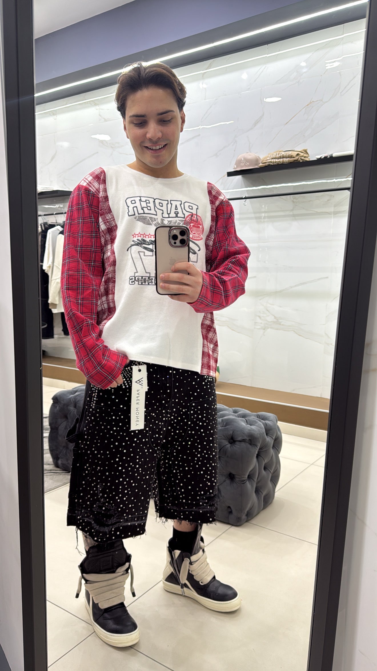 THERMAL PANNELED FLANNEL WHITE