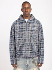 BLUE SKELETON HALF ZIP HOODIE