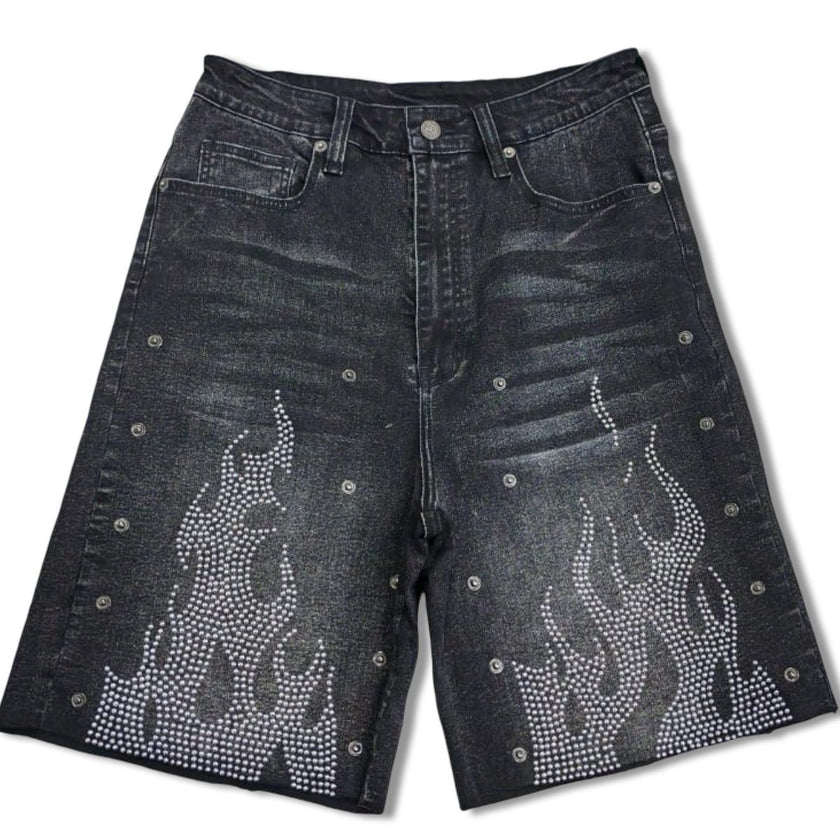 DUAL FLAMES SHORTS BLACK