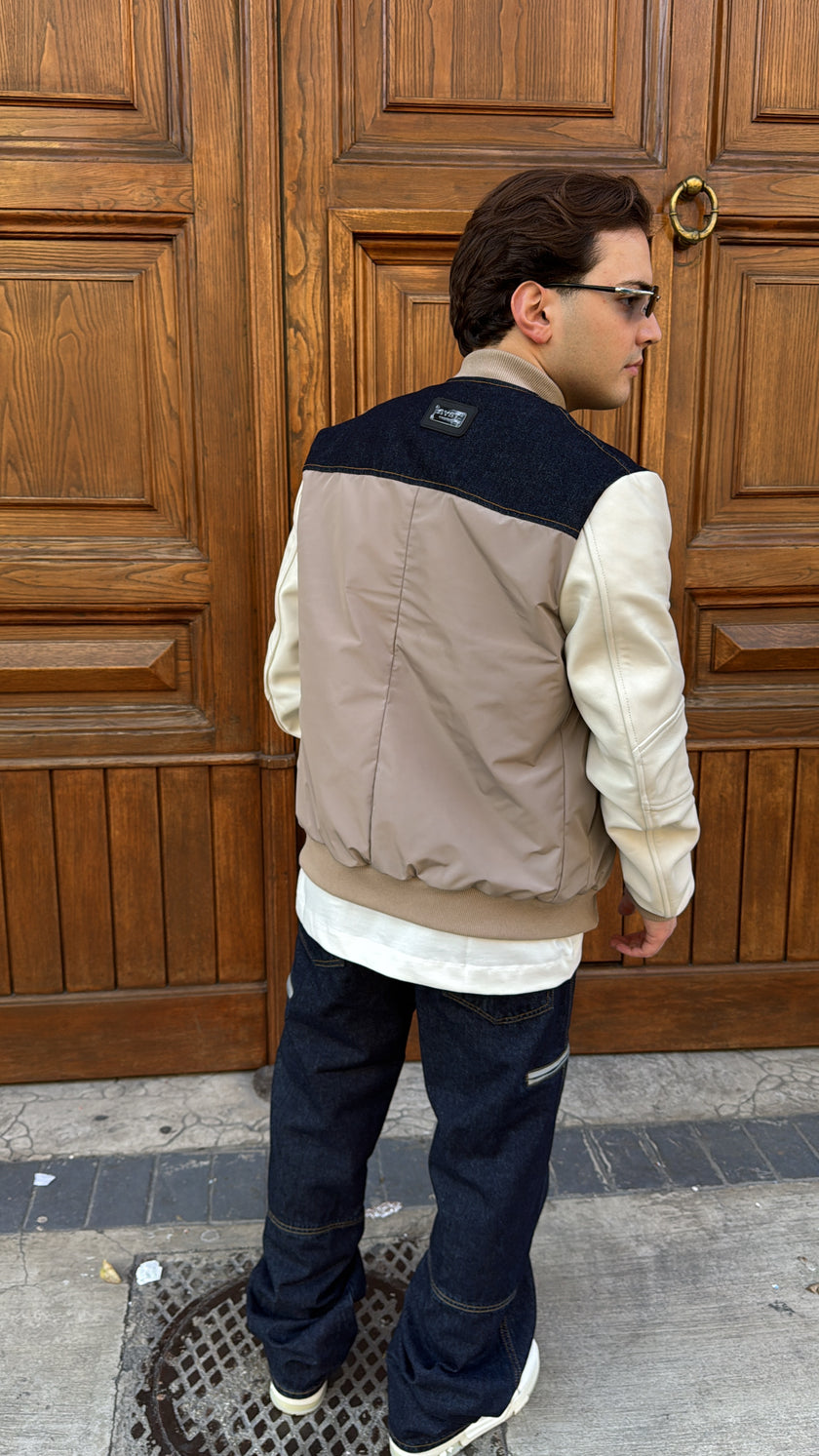 BOMBER BICOLOR BEIGE & DENIM