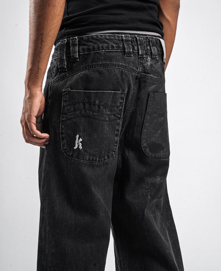 BLACK WAXED JEANS