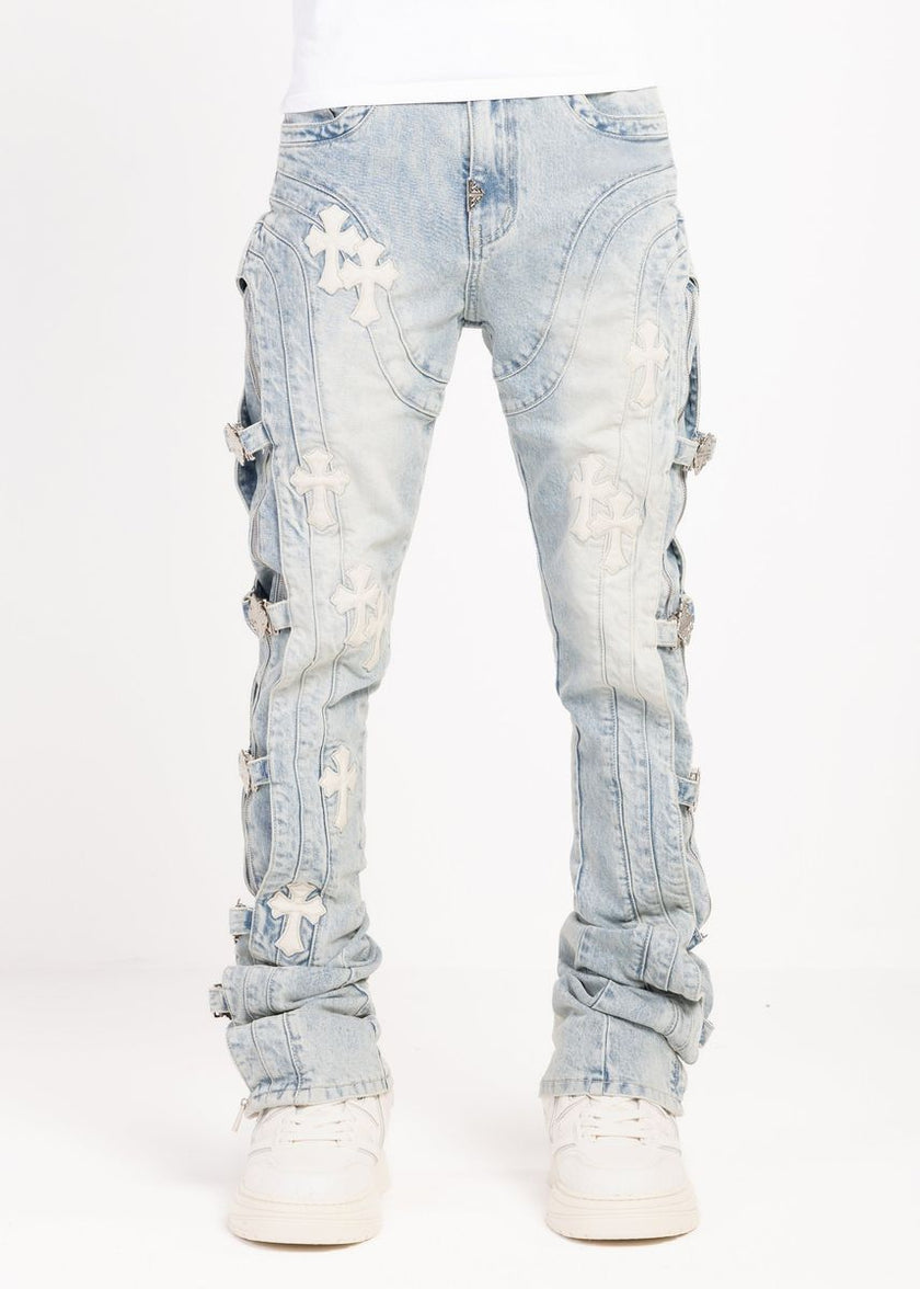 CROSS BUCKLE DENIM