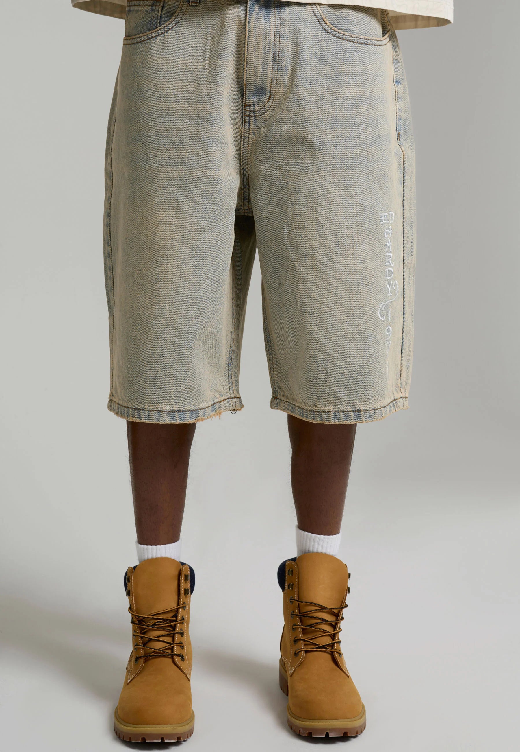 MENS DESERT SNAKE RELAXED DENIM JORT - BLUE SAND WASH