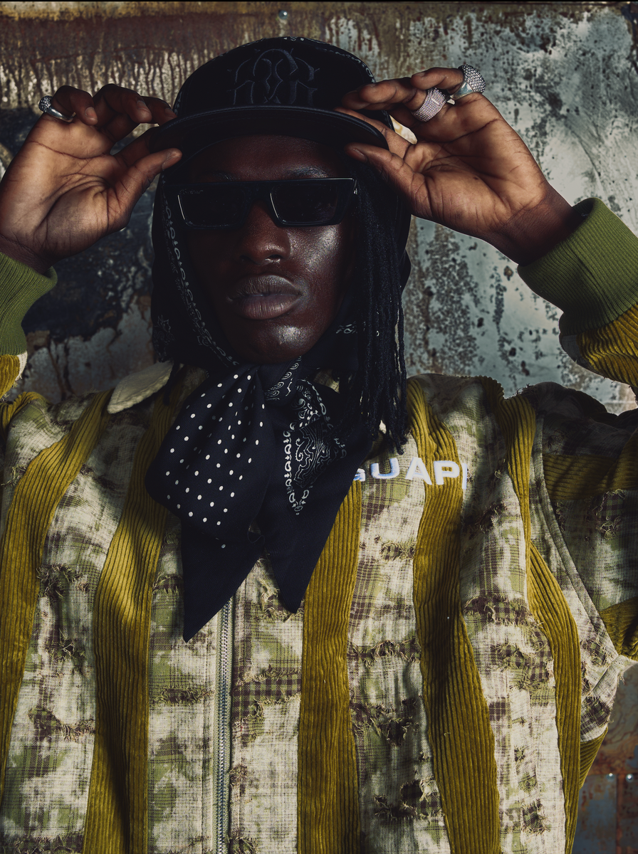 Olive Green Destroyed Plaid Bomber