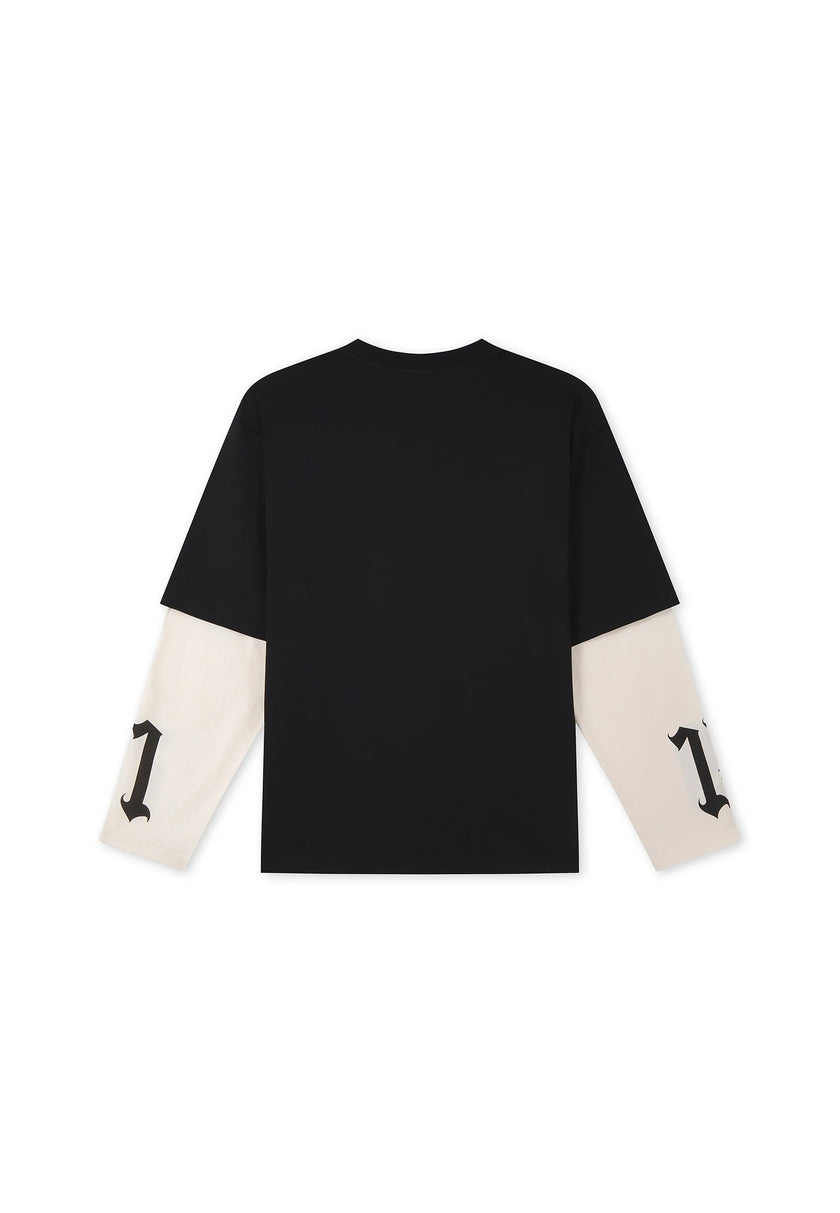 MENS 1971 SKULL DOUBLE LAYER RELAXED T-SHIRT - BLACK