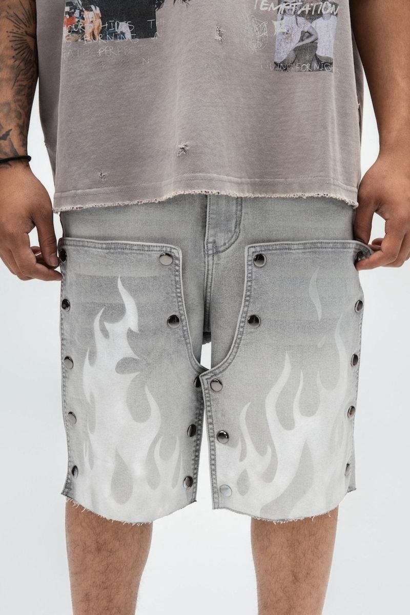 DUAL FLAMES SHORTS GREY