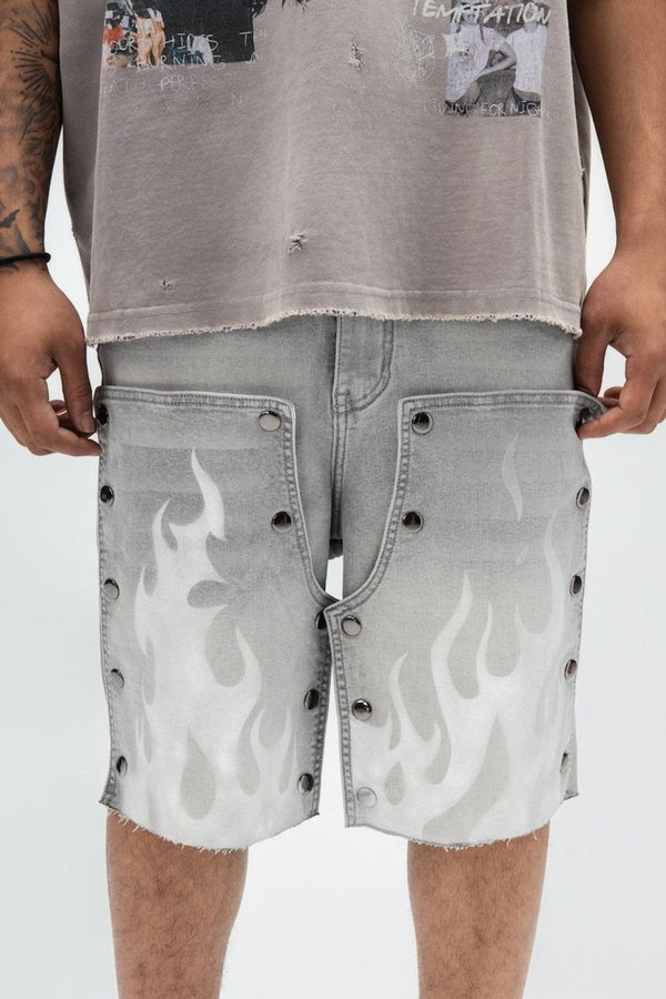 DUAL FLAMES SHORTS GREY
