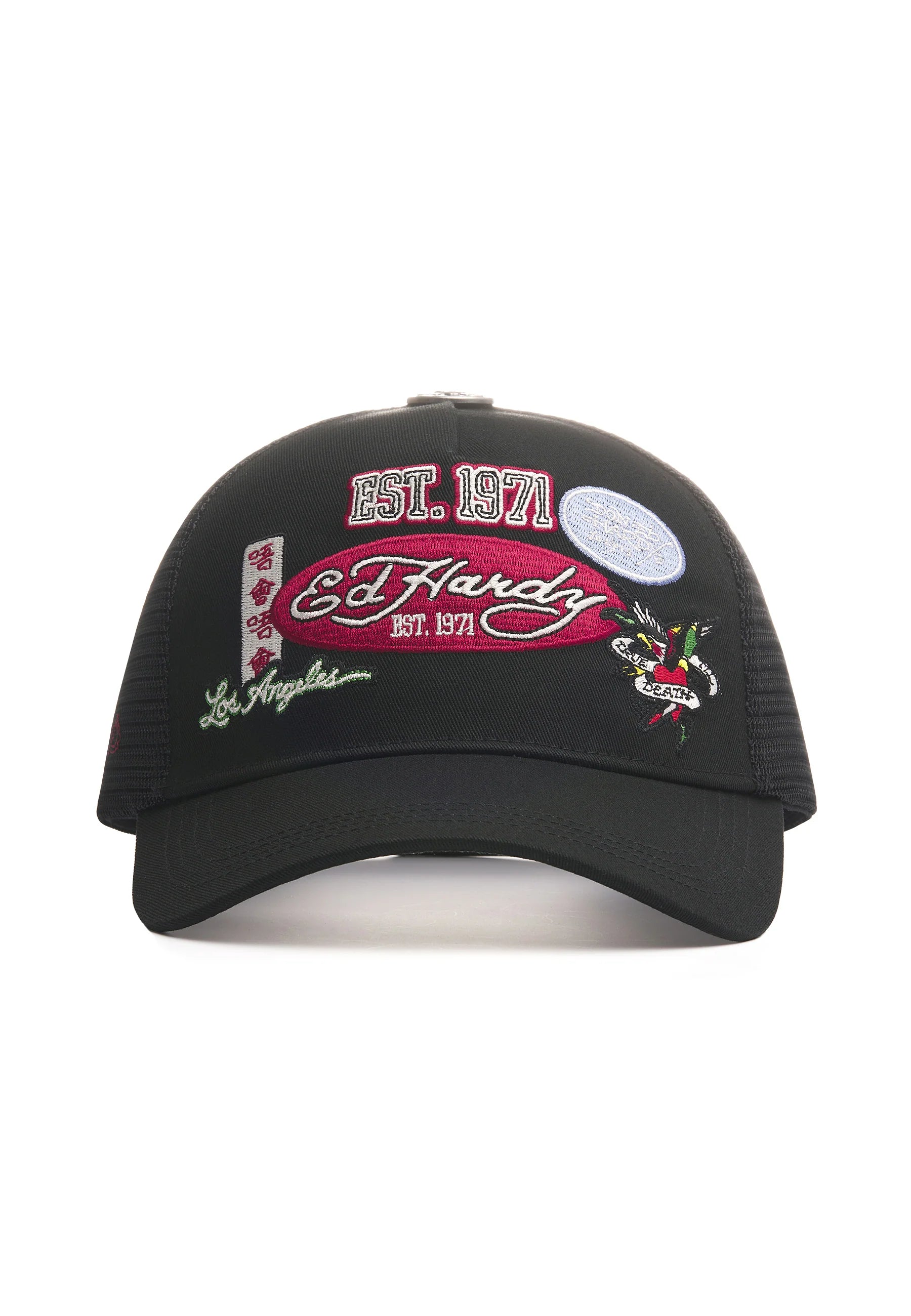 UNISEX EST 1971 VARSITY BADGE 5 PANEL TRUCKER - BLACK