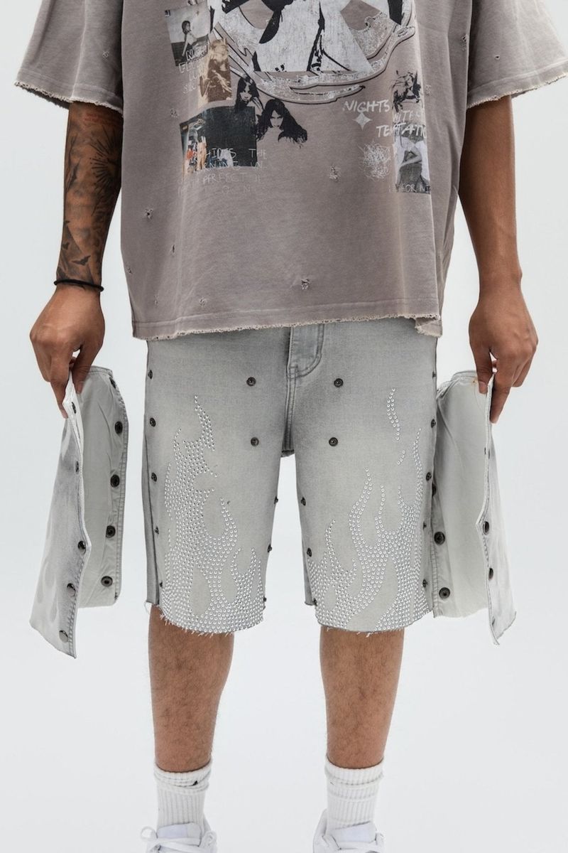 DUAL FLAMES SHORTS GREY