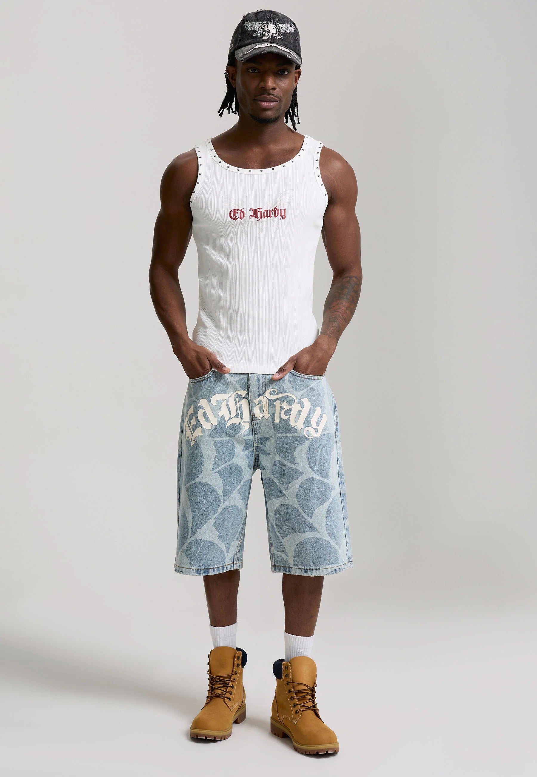 MENS ED HARDY STUDDED RIB VEST