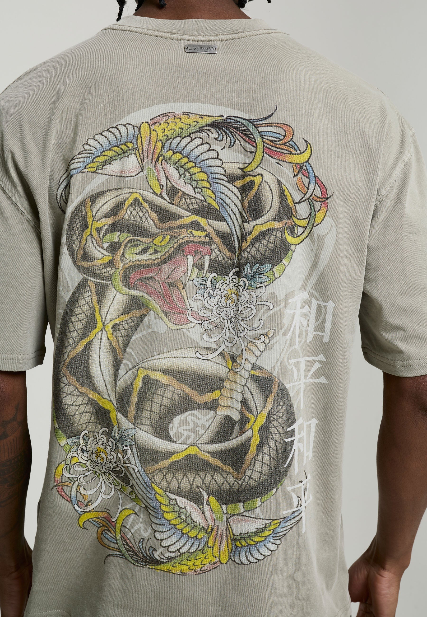 MENS WASHED SNAKE CHARMER RELAXED T-SHIRT - WASHED GREEN
