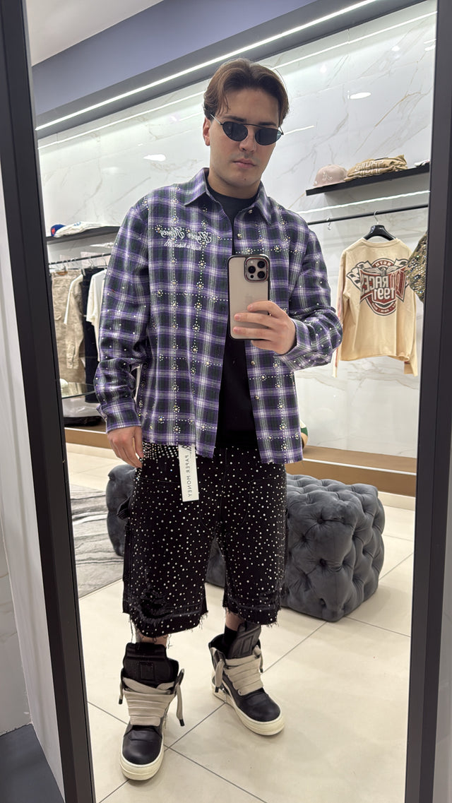 CRYSTALLIZED SHORT IN JET BLACK