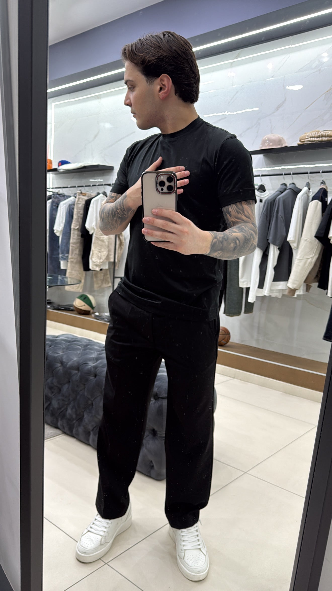 BLACK T-SHIRT FILO DI SCOZIA
