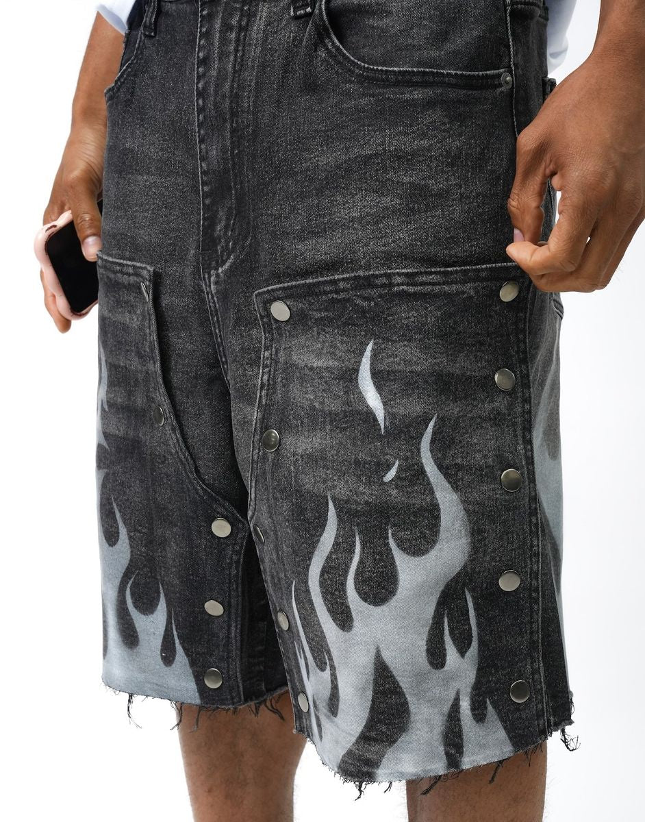 DUAL FLAMES SHORTS BLACK