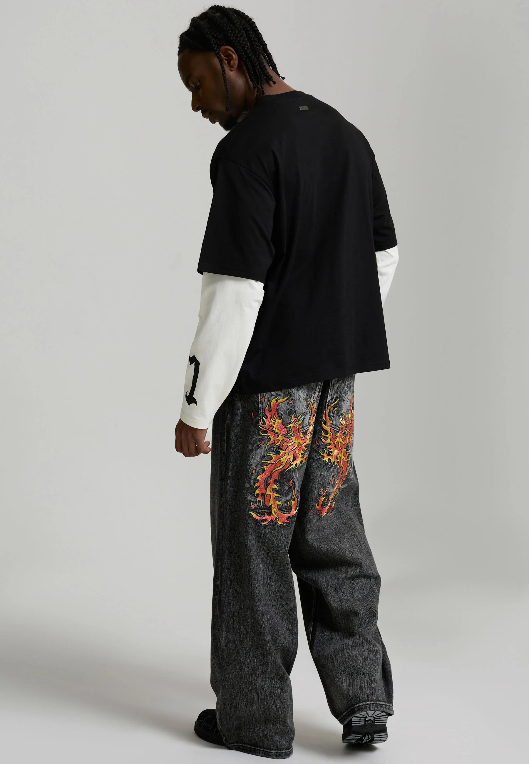 MENS 1971 SKULL DOUBLE LAYER RELAXED T-SHIRT - BLACK