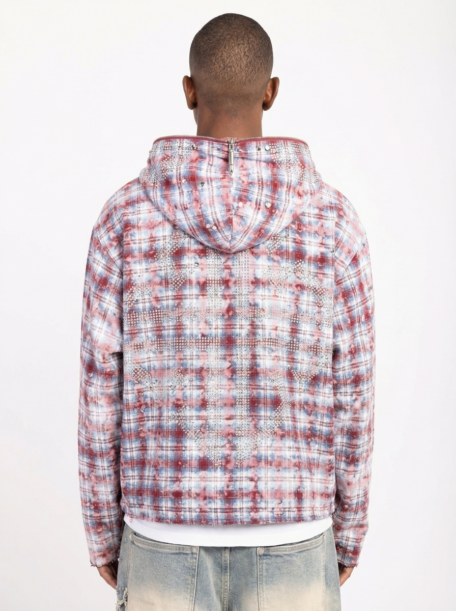 VINTAGE RED SKELETON HALF ZIP HOODIE