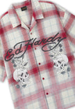 MENS GOTHIC CHECK REVERE BOXY SHIRT - RED