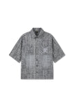 MENS DISTRESSED CROSS RELAXED DENIM SHIRT - BLACK