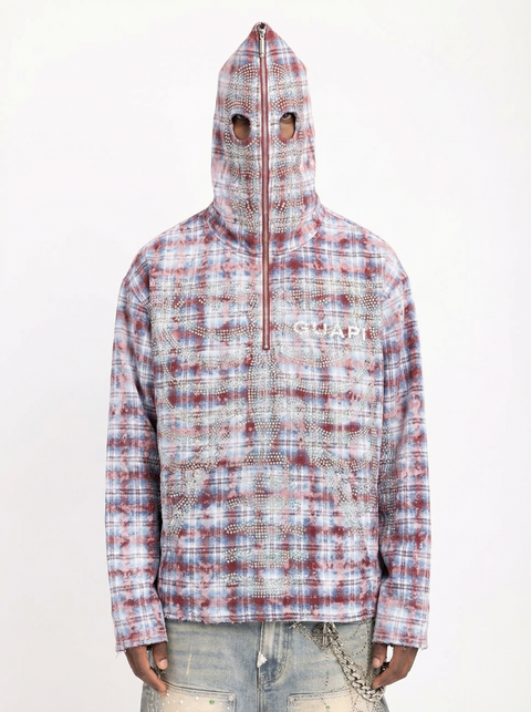 VINTAGE RED SKELETON HALF ZIP HOODIE
