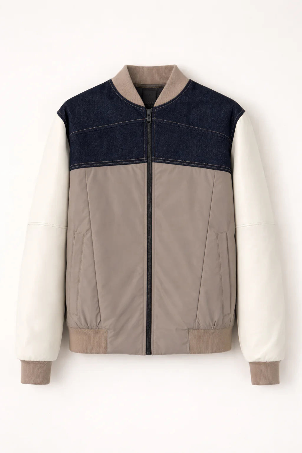 BOMBER BICOLOR BEIGE & DENIM
