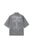 MENS DISTRESSED CROSS RELAXED DENIM SHIRT - BLACK