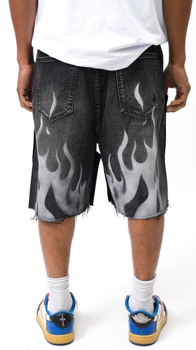 DUAL FLAMES SHORTS BLACK