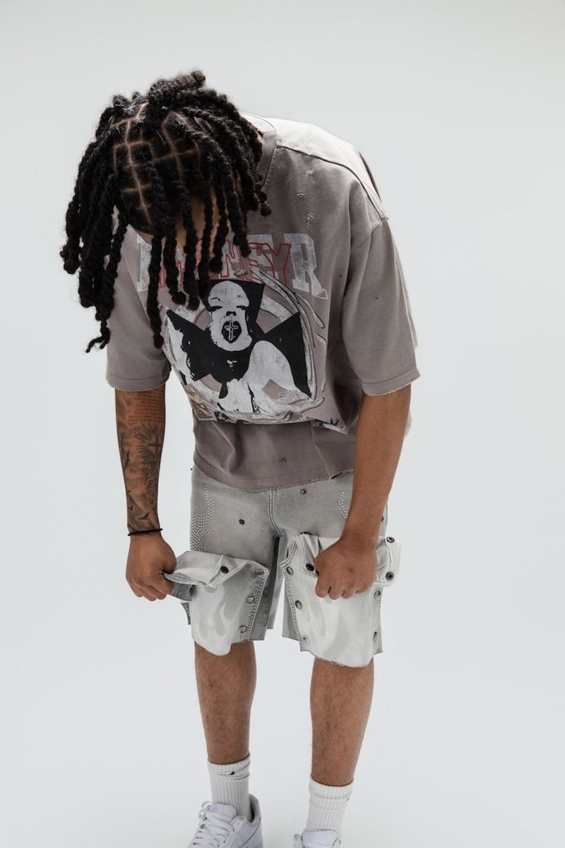 DUAL FLAMES SHORTS GREY
