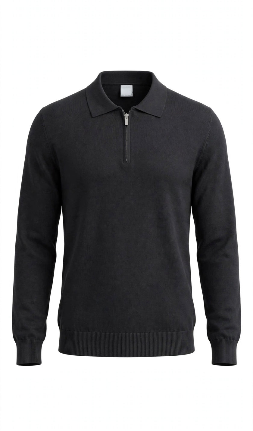 POLO CON ZIP SLIM FIT GRIGIA