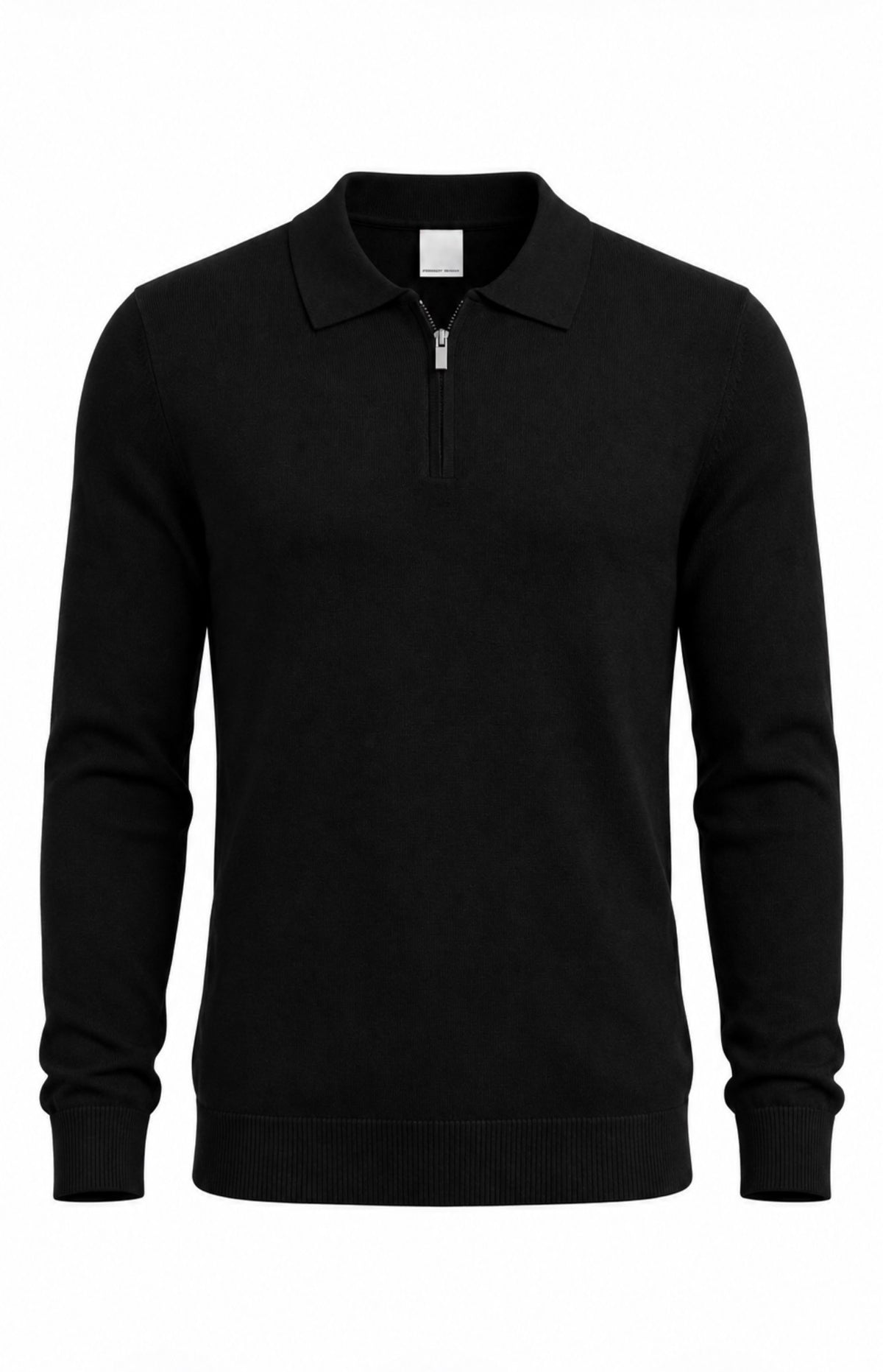 POLO CON ZIP NERA SLIM FIT