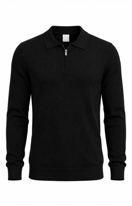 POLO CON ZIP NERA SLIM FIT